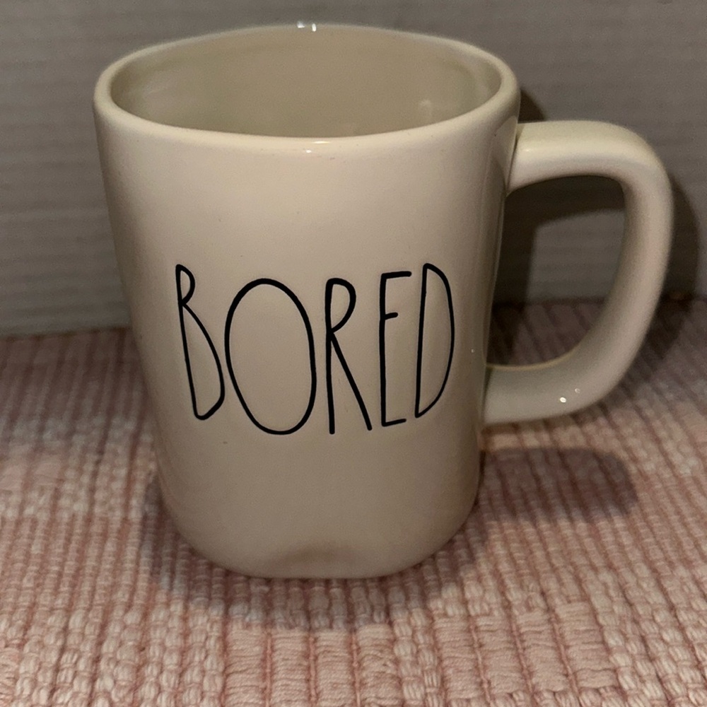 Rae Dunn “Bored” ceramic mug.